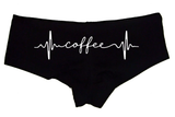 Sexy Girl Rock Coffee Panties – Women’s Boyshort Underwear – Coffee Lover Lingerie with Heartbeat Design – Funny Gift for Her