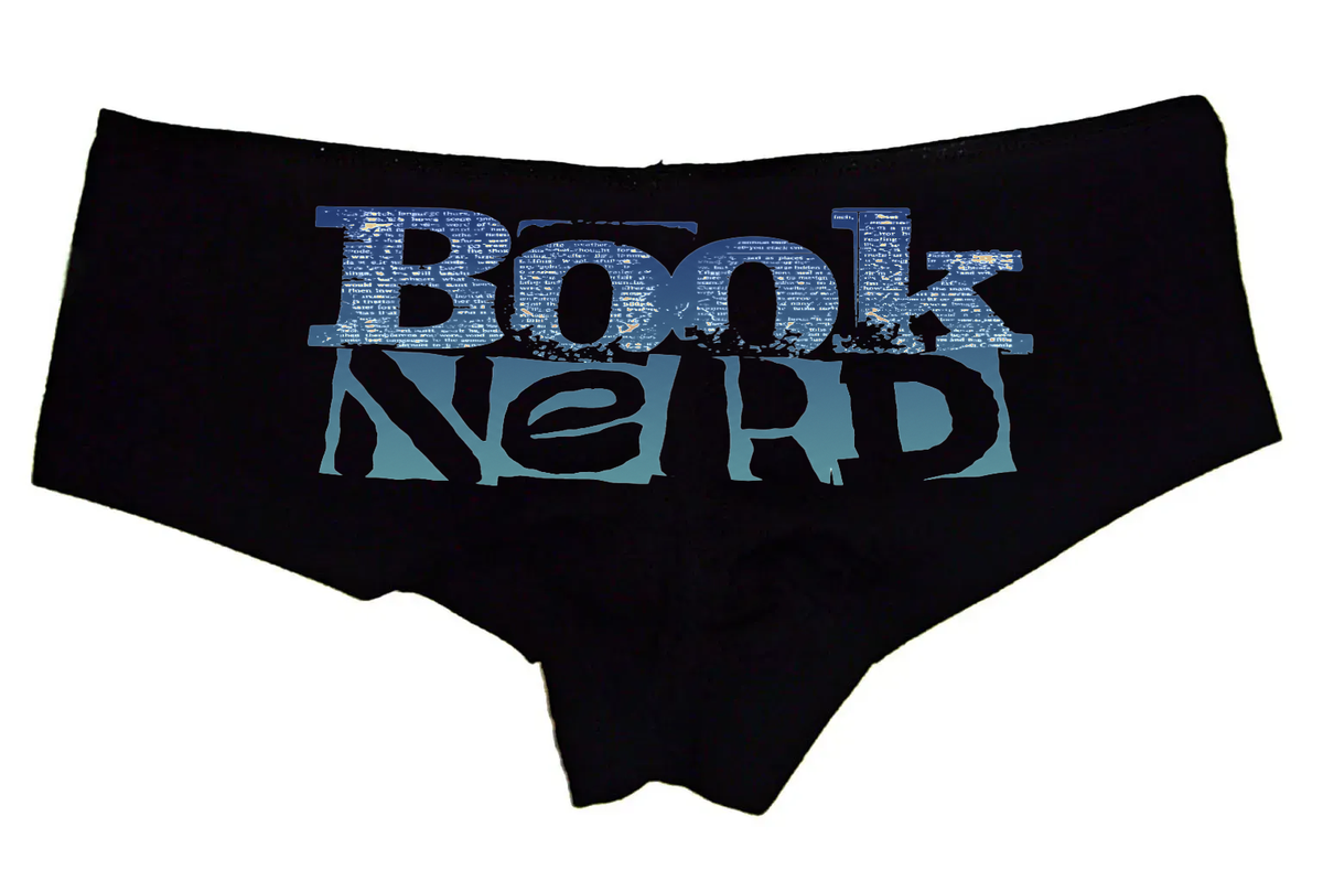 Sexy Girl Rock Book Nerd Panties – Women’s Boyshort Underwear – Funny Gift for Readers, Writers & Literature Lovers