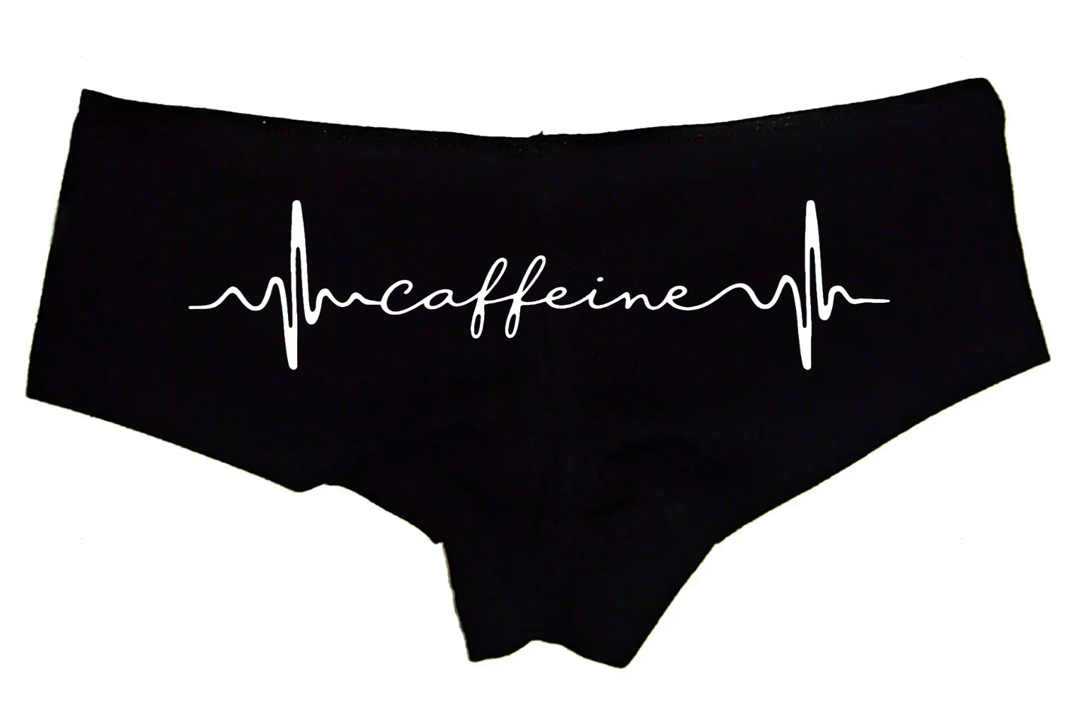 Sexy Girl Rock Caffeine Panties – Women’s Boyshort Underwear – Coffee Lover Lingerie Gift with Heartbeat Design for Her
