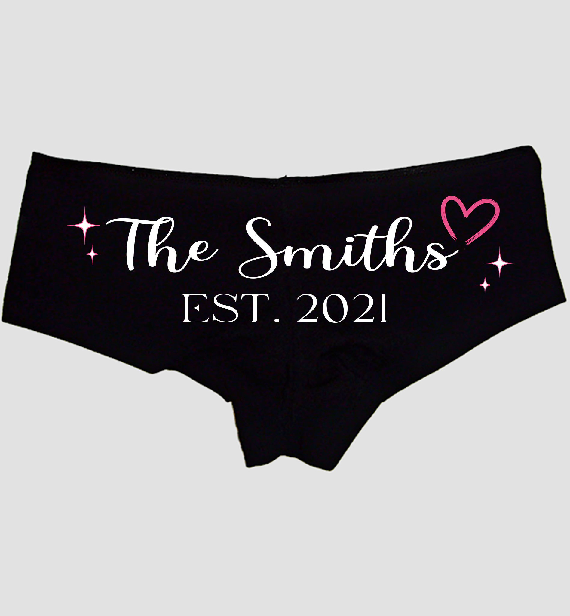 Personalized Family Name Panties Custom Last Name Boyshorts Established Year Underwear Wedding Anniversary Gift