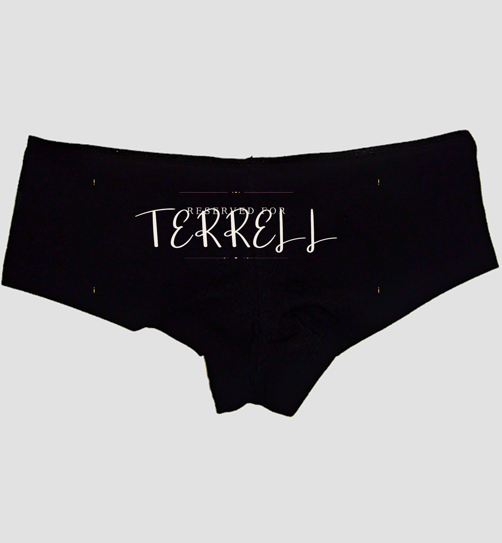 Reserved for TERRELL Boyshort Panties — Black Cotton, Personalized Print — hero image