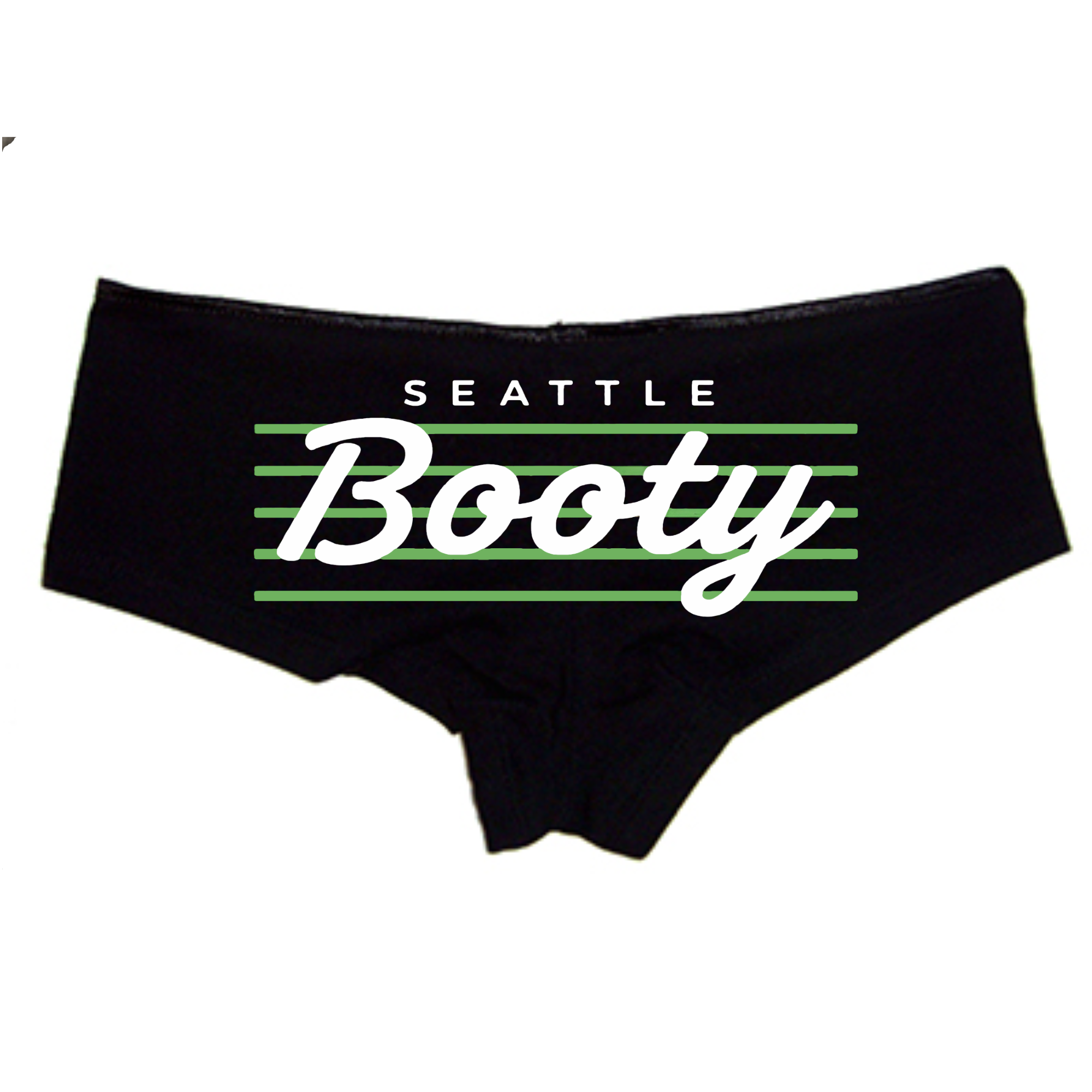 Seattle Booty Panties – Women’s Sexy Boyshort Underwear – City Pride Lingerie Gift – Green Stripe Design