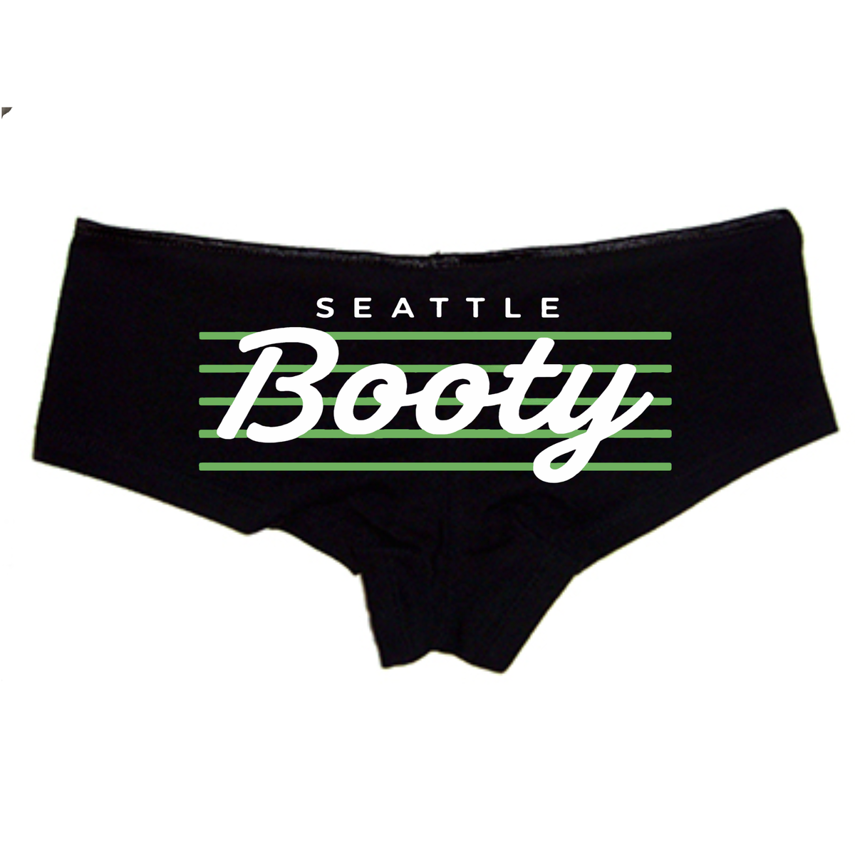 Seattle Booty Panties – Women’s Sexy Boyshort Underwear – City Pride Lingerie Gift – Green Stripe Design